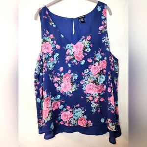 TORRID SLEEVELESS BLUE FLORAL PRINT TOP